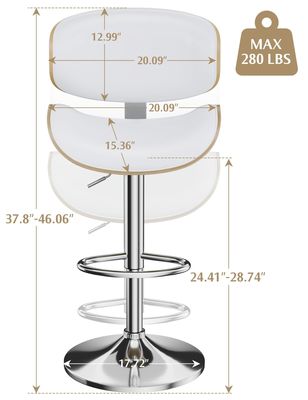 Salão de bar Mobiliário de restaurante Altura ajustável Banquinhas giratórias de bar com apoio de costas e pés