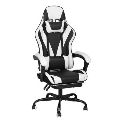 Cadeira de jogo de corrida ergonômica de vídeo de couro sintético com apoio de pé