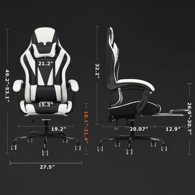 Cadeira de jogo de corrida ergonômica de vídeo de couro sintético com apoio de pé