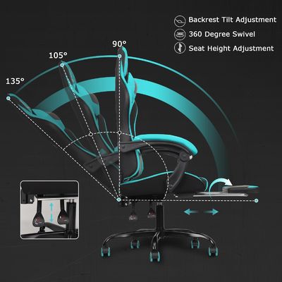 Modern Design High Back Video Ergonomic Racing Gaming Chair com apoio de pé acessível