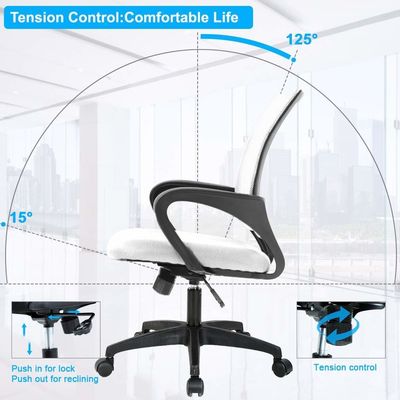 ALINUNU White Mesh Executive Chair com suporte lombar e mecanismo borboleta
