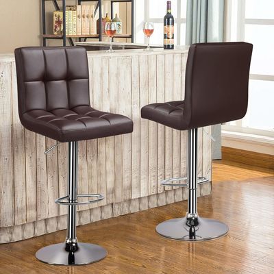 Poltronas de bar modernas ajustáveis em altura com cadeira giratória de couro PU 19,5 &quot;D x 17&quot; W x 36,5 &quot;H