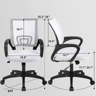 ALINUNU White Mesh Executive Chair com suporte lombar e mecanismo borboleta