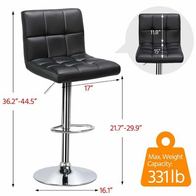 19.5&quot;D x 17&quot;W x 36.5&quot;H Barstools modernos com altura ajustável e cuero de PU giratório