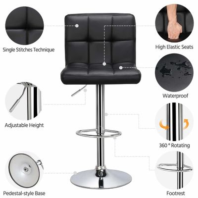 19.5&quot;D x 17&quot;W x 36.5&quot;H Barstools modernos com altura ajustável e cuero de PU giratório