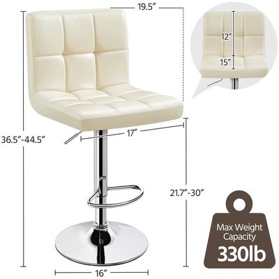Modern Counter Height Barstools giratórios Cadeira de couro de PU ajustável em altura da ALINUNU