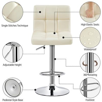 Modern Counter Height Barstools giratórios Cadeira de couro de PU ajustável em altura da ALINUNU