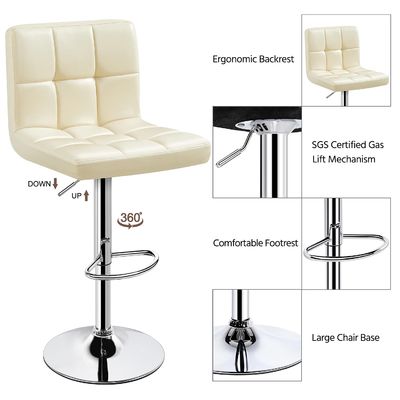 Modern Counter Height Barstools giratórios Cadeira de couro de PU ajustável em altura da ALINUNU
