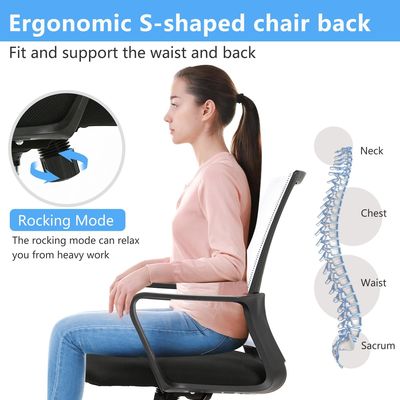 Home Office Cadeira de malha ergonômica com altura ajustável e design moderno