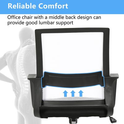 Home Office Cadeira de malha ergonômica com altura ajustável e design moderno