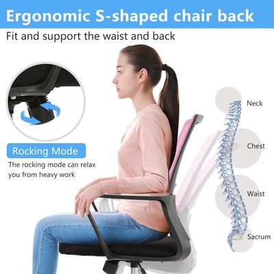 Cadeira de escritório de malha ergonômica 360 Roteador de altura ajustável Função de poltrona reclinável para escritório em casa