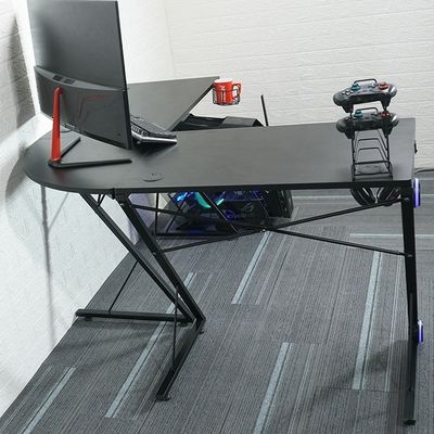 Espaço de trabalho Escritório Doméstico Mesa de jogos de computador em forma de L com suporte de monitor de canto redondo