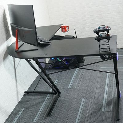 Espaço de trabalho Escritório Doméstico Mesa de jogos de computador em forma de L com suporte de monitor de canto redondo