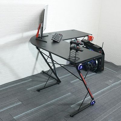 Espaço de trabalho Escritório Doméstico Mesa de jogos de computador em forma de L com suporte de monitor de canto redondo