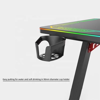 Mesa de computador de mobiliário comercial com sistema de iluminação RGB e design ajustável