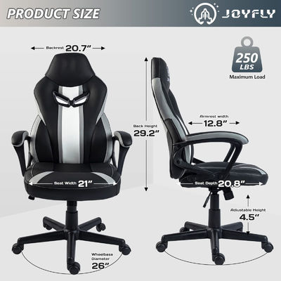 Cadeira giratória de corrida ergonômica moderna com suporte lombar ajustável