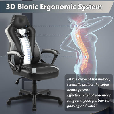 Cadeira giratória de corrida ergonômica moderna com suporte lombar ajustável