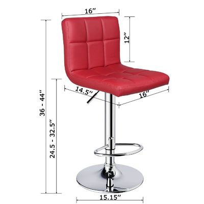 Modern Design PU Leather Ajustável Stool Bar giratório com Back 14.5 &quot;D x 16&quot; W x 24.5 &quot;H