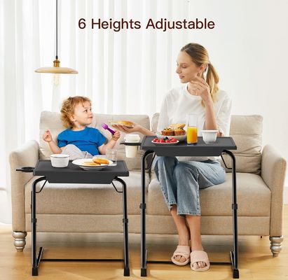 Mesa de TV dobrável ajustável para móveis domésticos de sala de estar 6 alturas e 3 ângulos de inclinação