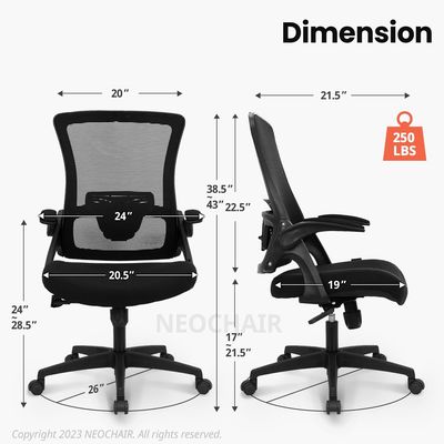 Flip-up Armrest Mesh Executivo Suporte Lúbar cadeira giratória para Home Office por Alinunu