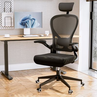 Função giratória e braços flexíveis Cadeira ergonômica de escritório em casa com ajuste de altura