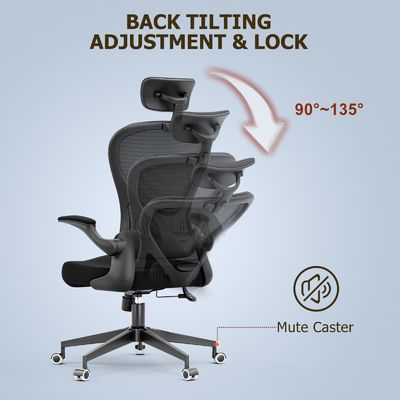 Função giratória e braços flexíveis Cadeira ergonômica de escritório em casa com ajuste de altura