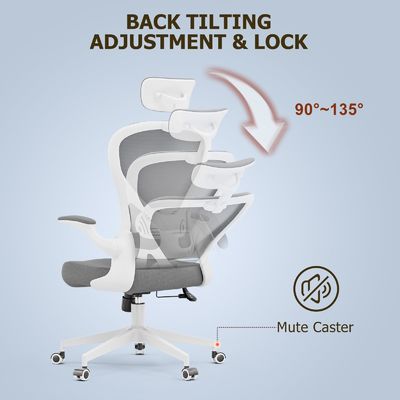 Cadeira giratória moderna com braços flexíveis Tipo de metal Cadeira de escritório ergonômica para o escritório
