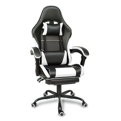 Cadeira de jogo de altura ajustável de design ergonômico com suporte lombar e apoio de pé