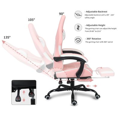 Cadeira de jogos ALINUNU Customize altura ajustável com suporte lombar e apoio de pé