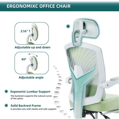 27.56&quot;D x 18.5&quot;W x 47.8&quot;H cadeira giratória de malha traseira para ergonomia de escritório