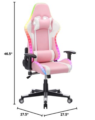 Cadeira de jogos de computador ajustável com função de massagem e LED Light Bar ALINUNU