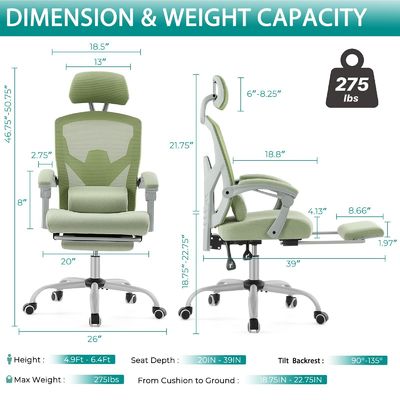 Cadeira de escritório de malha traseira com funções giratórias e reclináveis 34,4 libras Design moderno