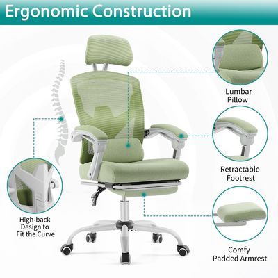 Cadeira de escritório de malha traseira com funções giratórias e reclináveis 34,4 libras Design moderno