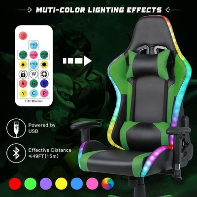 Cadeira de jogos ALINUNU com barra de luz LED e função de massagem