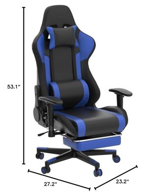 Cadeira giratória de jogos RGB de couro personalizado com barra de luz LED e recurso de massagem