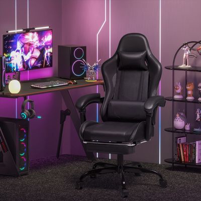 Cadeira de jogo de massagem de computador com apoio de pé