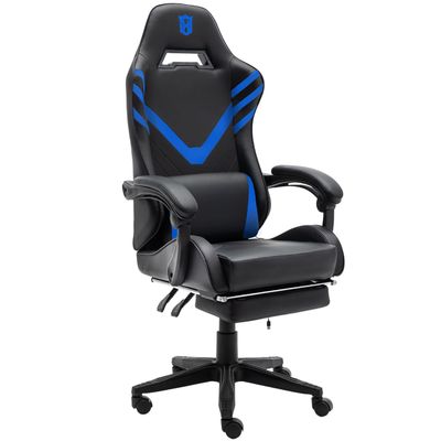 Cadeira de jogos de computador ergonômica de costas altas com suporte lombar e couro sintético