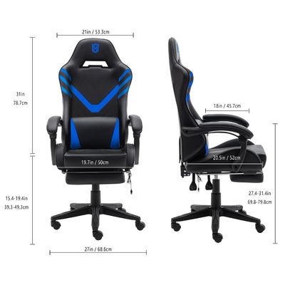 Cadeira de jogos de computador ergonômica de costas altas com suporte lombar e couro sintético
