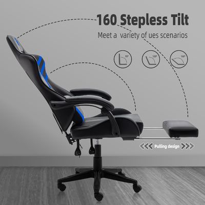 Cadeira de jogos de computador ergonômica de costas altas com suporte lombar e couro sintético