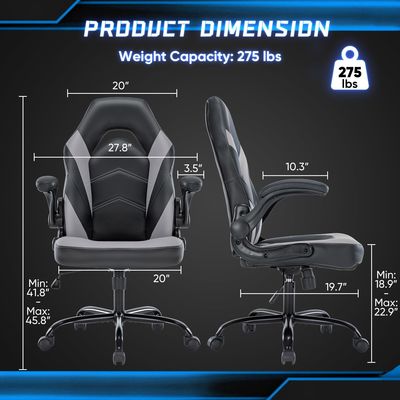 Cadeira de jogo ergonômica de altura ajustável Cadeira de escritório de computador de tecido para jogos de vídeo