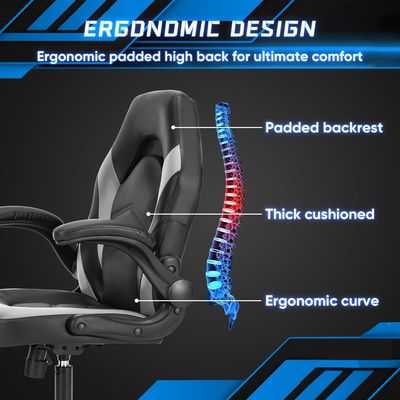 Cadeira de jogo ergonômica de altura ajustável Cadeira de escritório de computador de tecido para jogos de vídeo