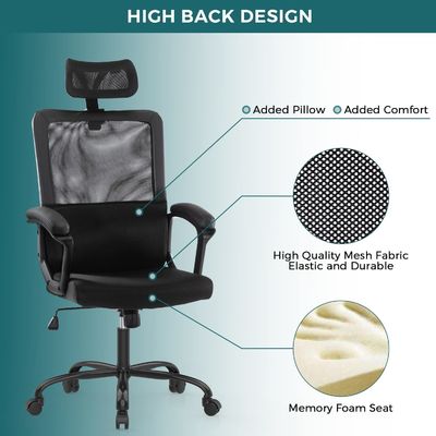Cadeira de computador de escritório em casa de malha ergonômica com cor personalizada e rolamento rotativo