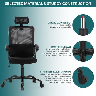 Cadeira de computador de escritório em casa de malha ergonômica com cor personalizada e rolamento rotativo
