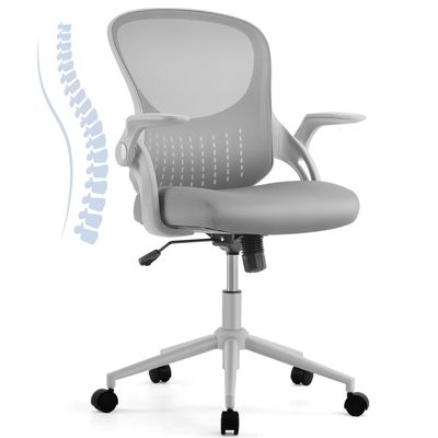 Cadeira de computador de malha de nylon direta com encosto de braço macio e suporte lumbar estofado