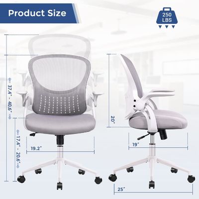 Cadeira de computador de malha de nylon direta com encosto de braço macio e suporte lumbar estofado