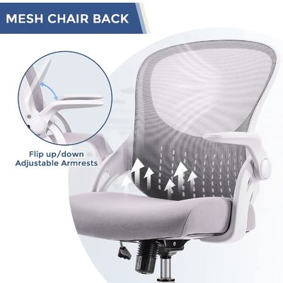 Cadeira de computador de malha de nylon direta com encosto de braço macio e suporte lumbar estofado