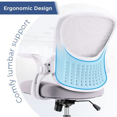 Cadeira de computador de malha de nylon direta com encosto de braço macio e suporte lumbar estofado
