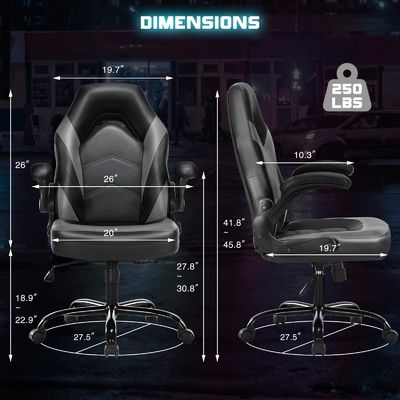 Cadeira de jogos ajustável em altura Ideal para escritório e casa 27.76&quot;W x 45.67&quot;H x 25.39&quot;D