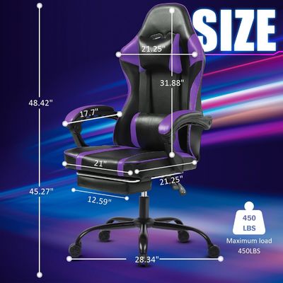 Cadeiras para jogadores com ajuste de altura Cadeira de jogos ergonômica para escritório em casa com apoio de pé