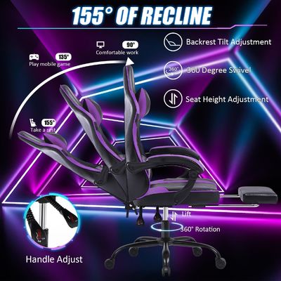 Cadeiras para jogadores com ajuste de altura Cadeira de jogos ergonômica para escritório em casa com apoio de pé